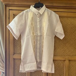 Elegant Beige Short Sleeve Men's Barong